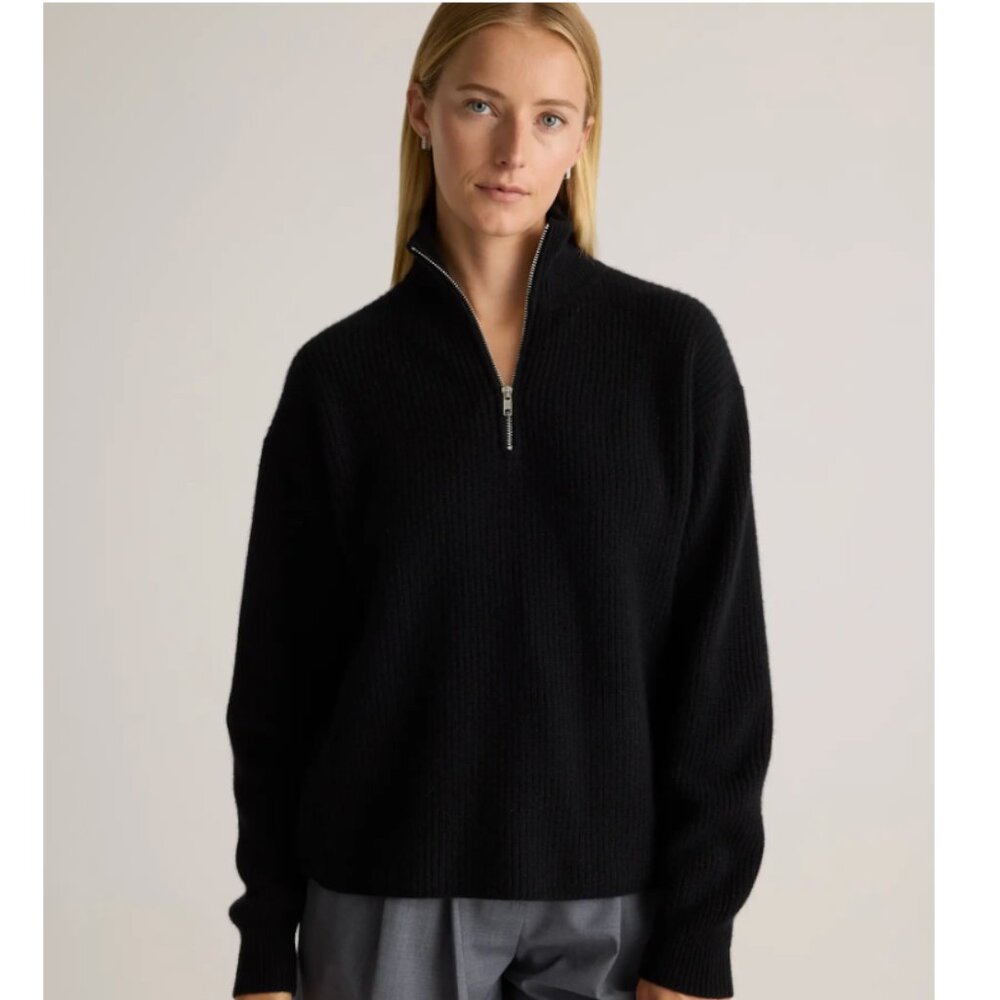 Mongolian Cashmere Fisherman Quarter Zip Sweater (size XS)